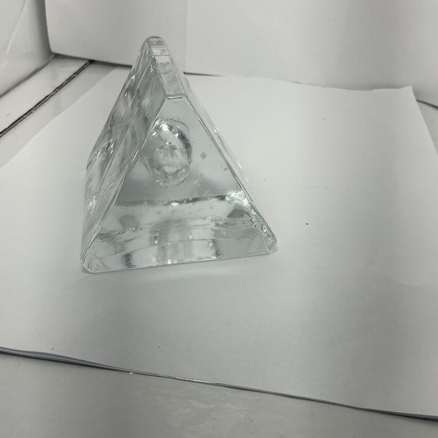 Vintage Iittala Arkipelago Iceberg Triangle Candleholder Paperweight Timo Sarpaneva, MCM Scandinavian Art Glass,Retro Scandi Home Decor Gift For Sale In Houston - Image 6 of 7