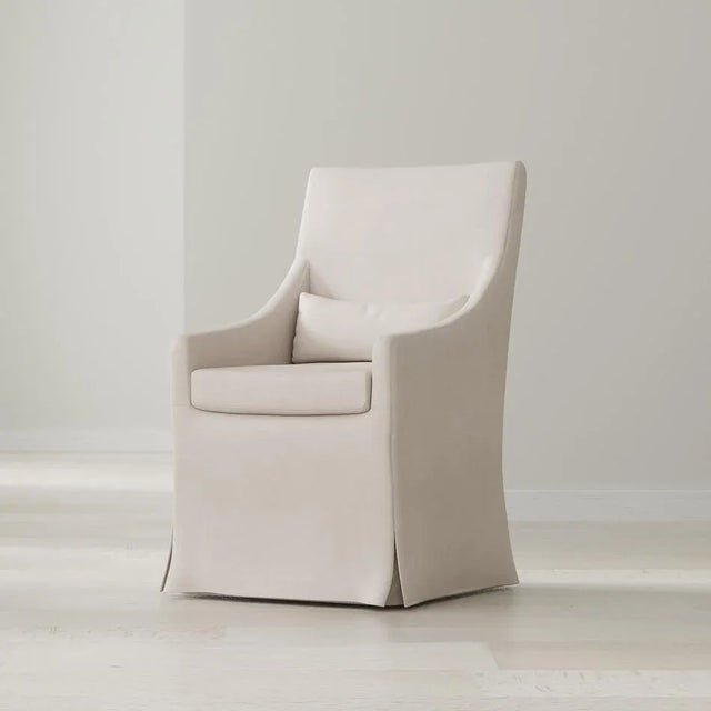 Wood Linen Dining Chair For Sale - Image 7 of 11