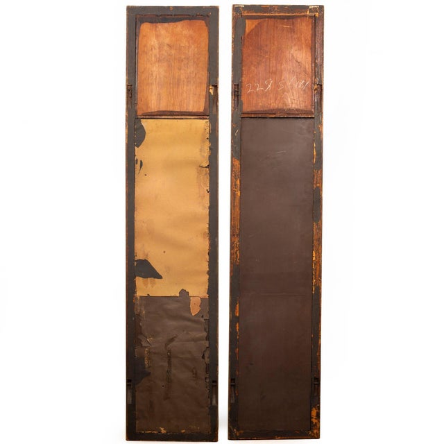 Pair of English Regency Antique Classical Painted Panel Pier Mirrors Ca. 1810 For Sale - Image 15 of 18