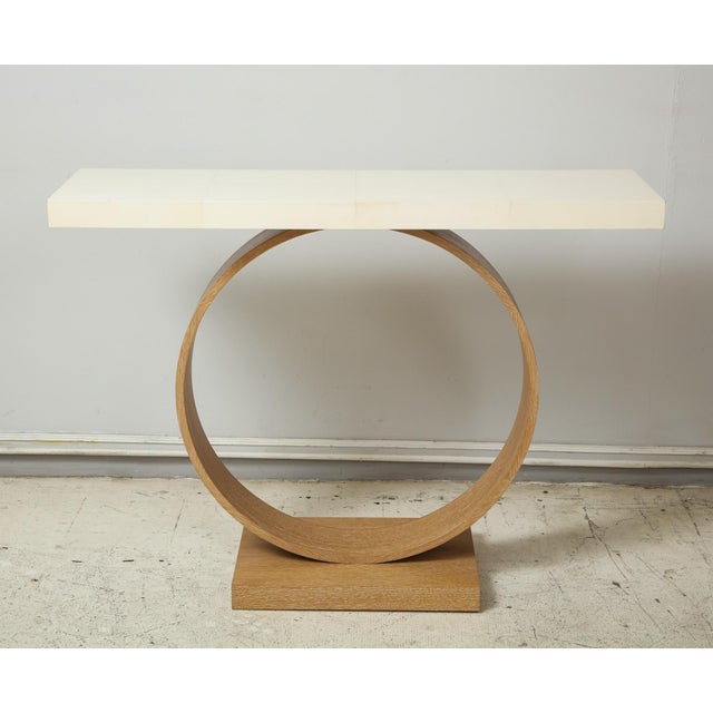 Mid-Century Modern Bespoke Sculptural Cerused Oak and Parchment Console For Sale - Image 3 of 10