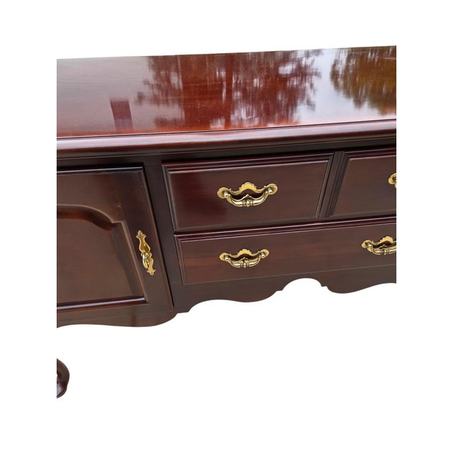 1990s Thomasville Collectors Cherry Queen Ann Server Sideboard Buffet Console Bar For Sale - Image 10 of 14