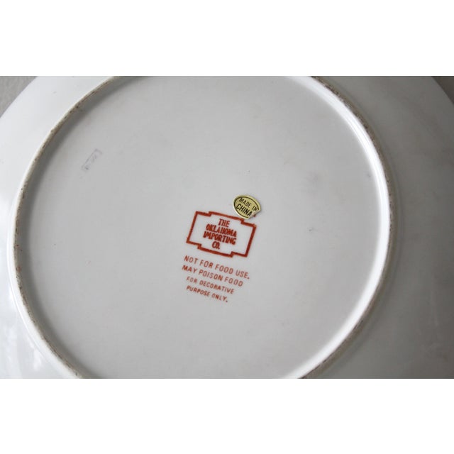 Green Vintage Equestrian Theme Plaid Pattern Decorative Plate For Sale - Image 8 of 8