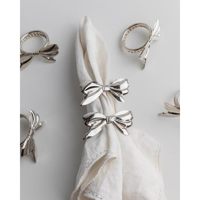 Vintage Silver-Plated Ribbon Napkin Rings, 1970s, Set of 6 For Sale - Image 6 of 11