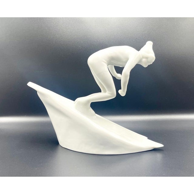 Vintage Slalom Skier Figure in Porcelain from Royal Dux, 1950s For Sale - Image 12 of 14