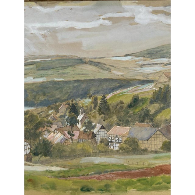 Blue Heinrich Pforr, Wide Valley, Watercolor on Paper For Sale - Image 8 of 13