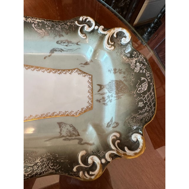 Late 19th Century Late 19th Century Haviland Limoges Fish Service. Platter, Sauce, 14 Plates - 14 pcs For Sale - Image 5 of 10