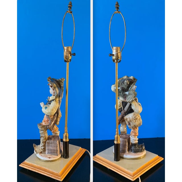Capodimonte Porcelain Ragamuffin Boy Figural Table Lamp Chairish