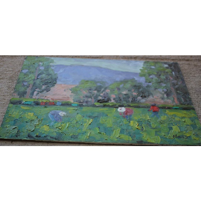 Quiet Places & Farm Stories — Farm Migrant Workers Original oil painting by L. Haas, 9 x 12 in unframed gessoed masonite...