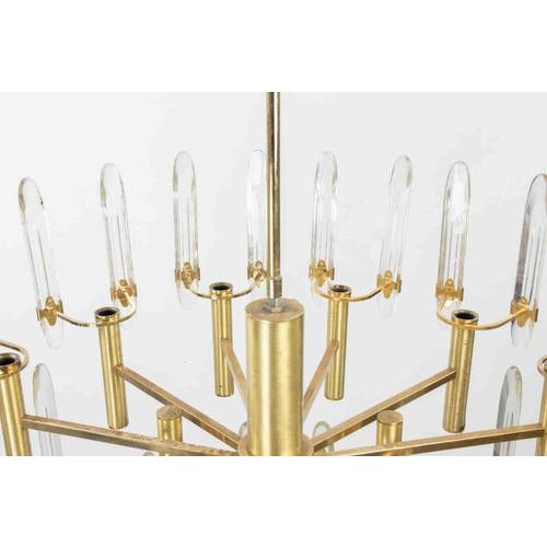 Vintage Italian Brass and Crystal Chandelier, 1970s For Sale - Image 4 of 9
