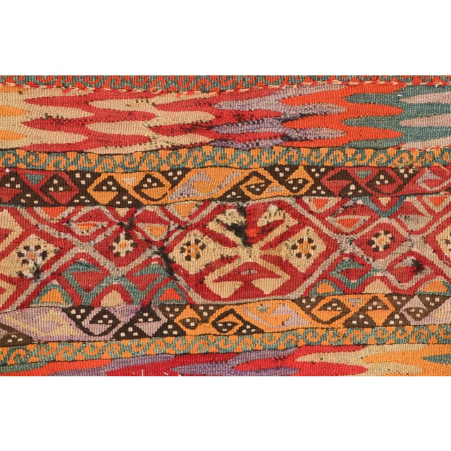 Tribal Antique Turkish Bag Textile, Vibrant Geometric Tribal Patterns - Rug & Kilim For Sale - Image 3 of 8