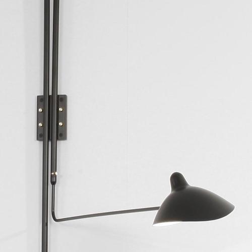 Mid-Century Modern Black Four Rotating Straight Arms Wall Lamp by Serge Mouille For Sale - Image 4 of 12