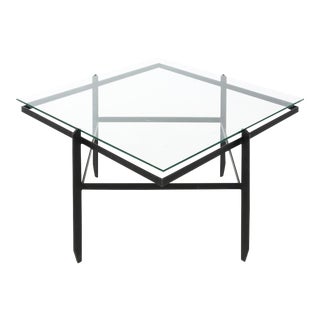 Iron and Glass Diamond Coffee Table For Sale