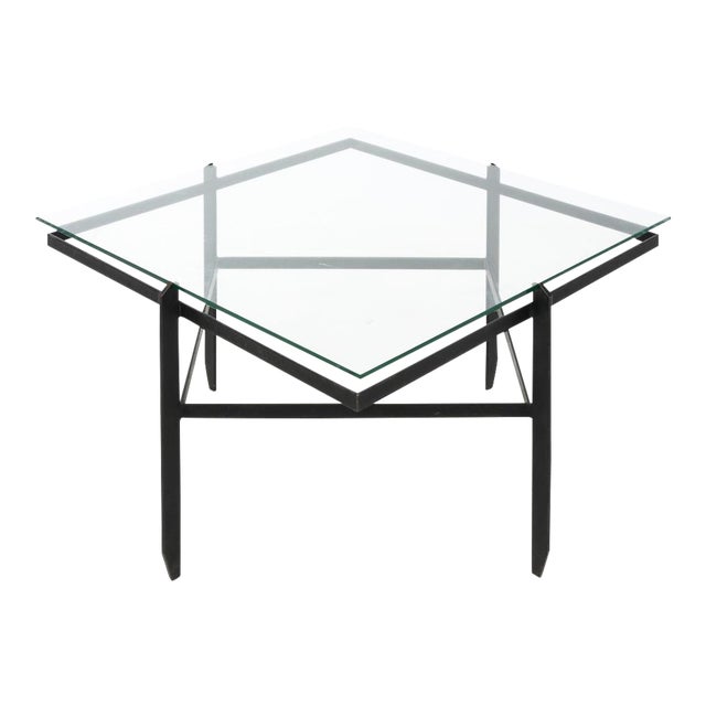 Iron and Glass Diamond Coffee Table For Sale