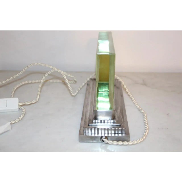 1930s Glass & Wrought Iron Lamp by Muller Frères, 1930s For Sale - Image 5 of 7