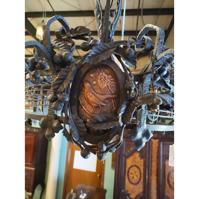 19th Century 19th Century French Forged Iron Music Hall Chandelier From a Provençal Castle, Seven Lights For Sale - Image 5 of 8