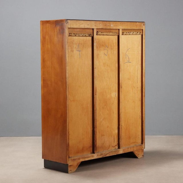 Brown Rolling Shutter Cabinet in Walnut Veneer and Formica Top For Sale - Image 8 of 9