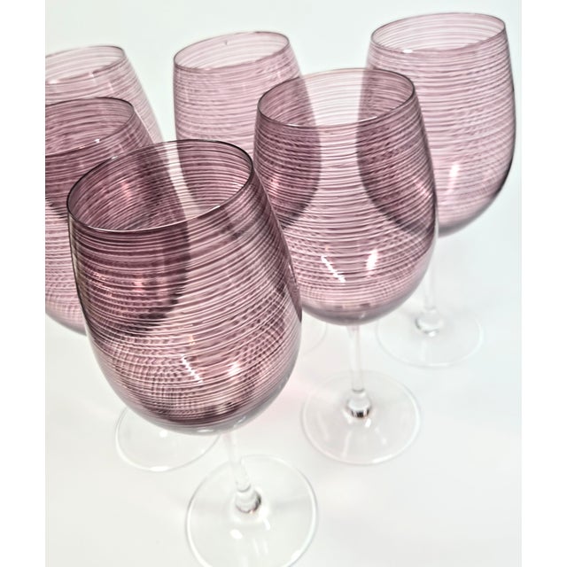 Garnet Twirl Stölze- Lausitz Goblets- Set of Six For Sale - Image 10 of 12