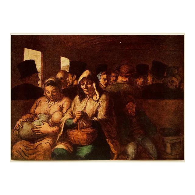 1955 After Honore Daumier "The Third Class Carriage", Vintage Full-Color Print For Sale