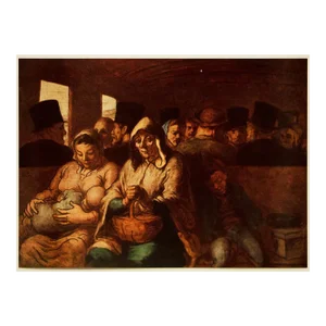 1955 After Honore Daumier "The Third Class Carriage", Vintage Full-Color Print