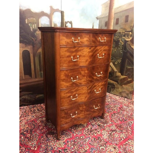 Antique Serpentine Dresser, Antique Tall Chest of Drawers For Sale - Image 4 of 13