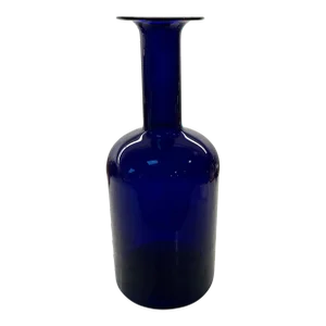 Vintage Holmegaard Blue "Gulvvase" Otto Brauer Bottle Vase