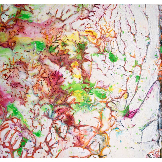 White Rainbow Crackle - Abstract Expressionist Composition in Acrylic on Canvas by Charles David Francis For Sale - Image 8 of 11