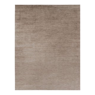 Rug & Kilim’s Oversized Modern Textural Rug in Brown, White and Beige Striae - 13x17 For Sale