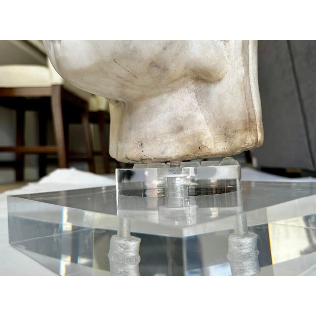 Asian Marble Quan Yin Buddha Bust or Head For Sale - Image 11 of 12