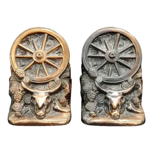 1930s Dodge Wagon Wheel Western Bookends - a Pair