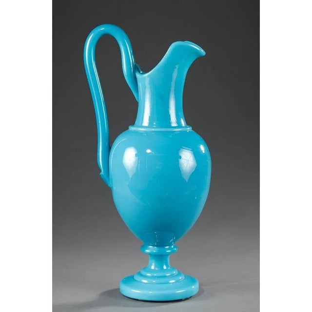 Early 19th Century Charles X Blue Opaline Crystal Ewer For Sale - Image 3 of 5