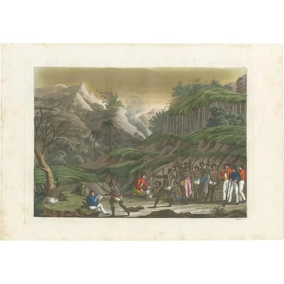 Ferrario, The French Troops on Ombai Island, 1831, Print on Paper For Sale