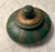 Decorative antique Asian round wood box container with lid. Hand crafted and hand painted wooden box with brass straps....