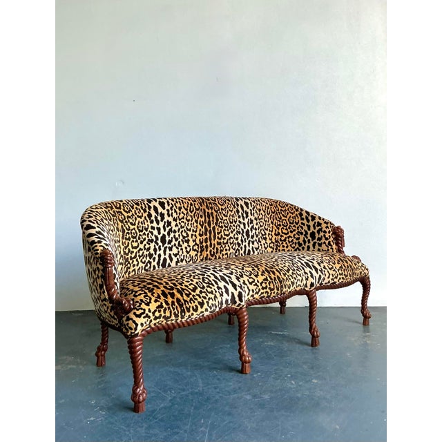 Brown Vintage Regency Leopard Rope and Knot Sofa For Sale - Image 8 of 12