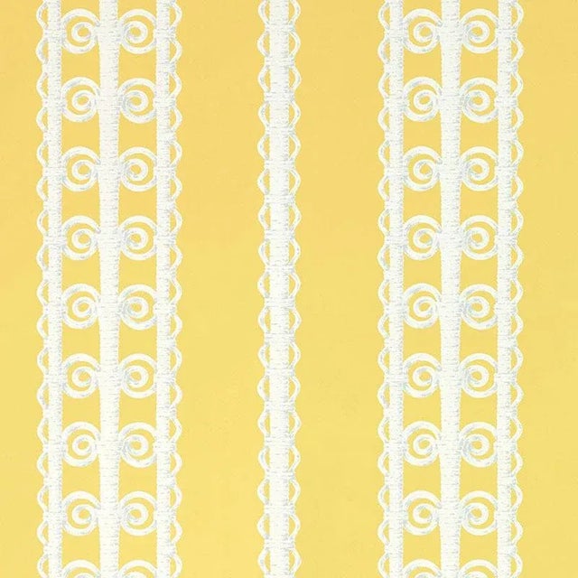 Schumacher Schumacher X Celerie Kemble Wicker Stripe Wallpaper in Lemon Blossom - Set of 2 For Sale - Image 4 of 4