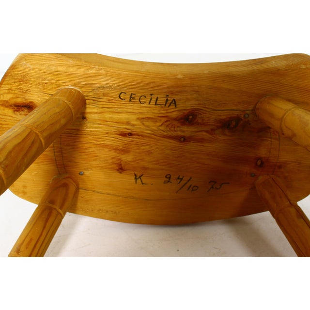 Swedish Stool in Pith Pine, 1975 For Sale - Image 12 of 16