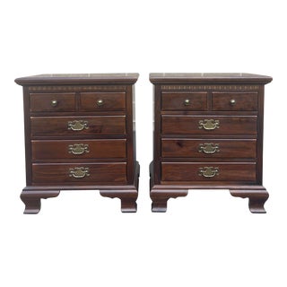 Vintage Ethan Allen Old Tavern Antiqued Pine Traditional Chippendale Style Nightstands - a Pair For Sale