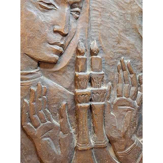 Mid Century Bronze Relief Plaque Sabbath Blessing Jacob Epstein 1921-2003 Judaica For Sale In Boston - Image 6 of 11