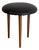 Teak Round Tripod Footstool Ottoman With Black Upholstery Danish Mid-Century Modern 1960s For Sale