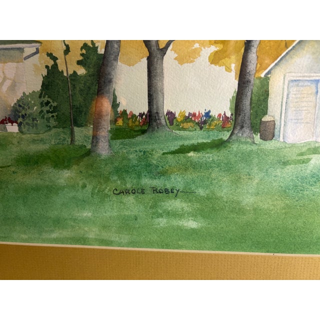 1990s 1990s Signed Watercolor by Carole Robey-Country Home With Autumn Trees (Framed 34") For Sale - Image 5 of 5