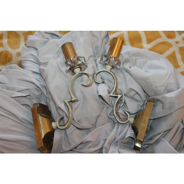 1930's French Art Deco Gilt and Patinated Bronze With Crystal Wall Sconces Documented by Jules Leleu a - Pair For Sale - Image 11 of 12