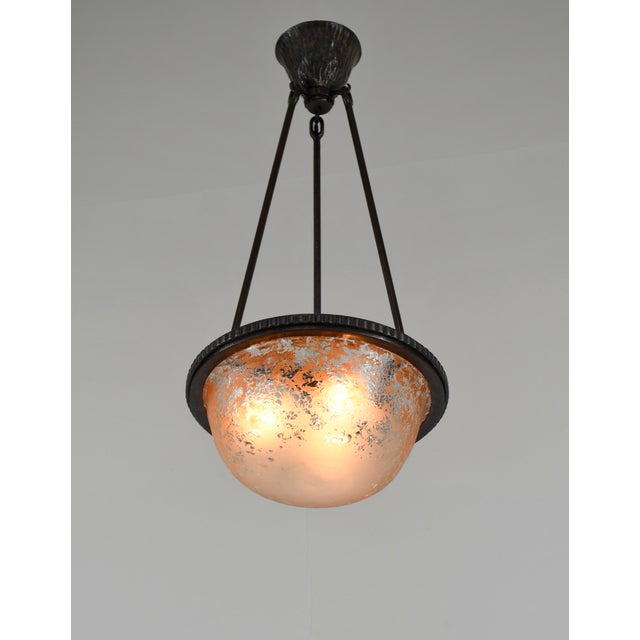 Sienna French Art Deco Pendant Light by Daum - 1920s France For Sale - Image 8 of 14