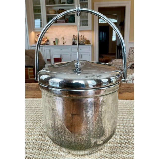 English Vintage Silverplate Hinged Lid Ice Bucket For Sale - Image 3 of 11