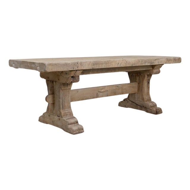 20th Century French Oak Trestle Dining Table For Sale