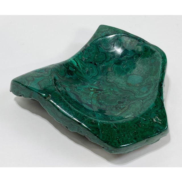 Vintage Genuine Malachite Stone Catchall Dish For Sale - Image 4 of 8