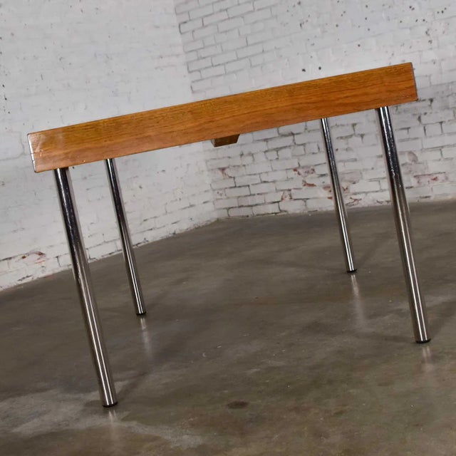 Late 20th Century Late 20th Century Modern Dining or Conference Table Walnut and Chrome Boat Shaped by Jens Risom for Howe Furniture For Sale - Image 5 of 13