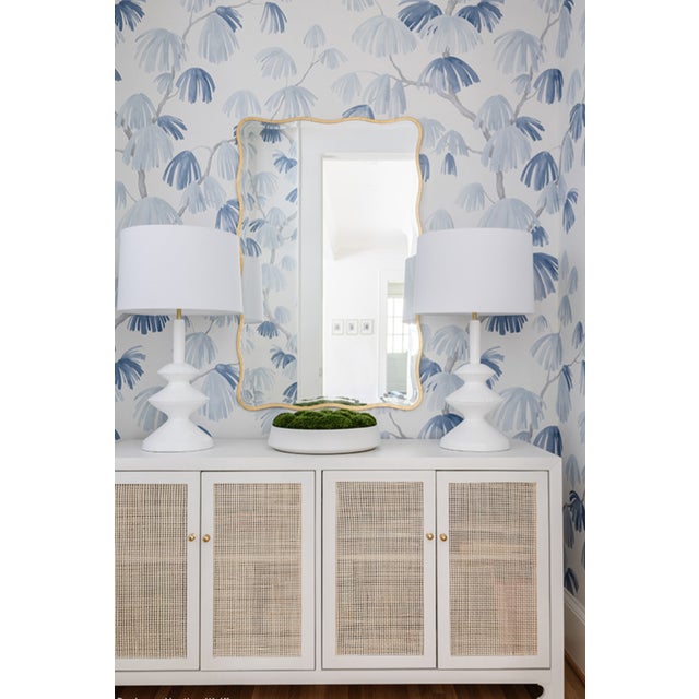 Contemporary Matthew Izzo Home Sofia Matte White Lacquer British West Indies Four Door Caned Cabinet For Sale - Image 3 of 5
