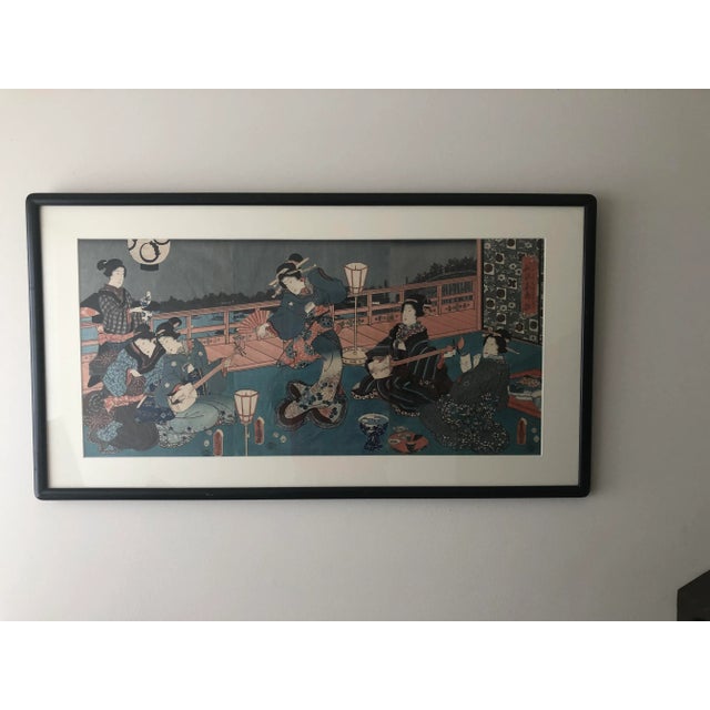 19th Century Utagawa Kunisada Woodblock Print, Framed - 35" W For Sale - Image 12 of 13