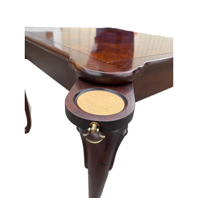 Brown Hekman Burl Wood Gridded Game Table With Cup Holders For Sale - Image 8 of 11
