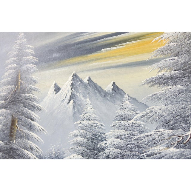 Mid 20th Century Mountain Silence" - Original Oil on Canvas Signed For Sale - Image 6 of 9