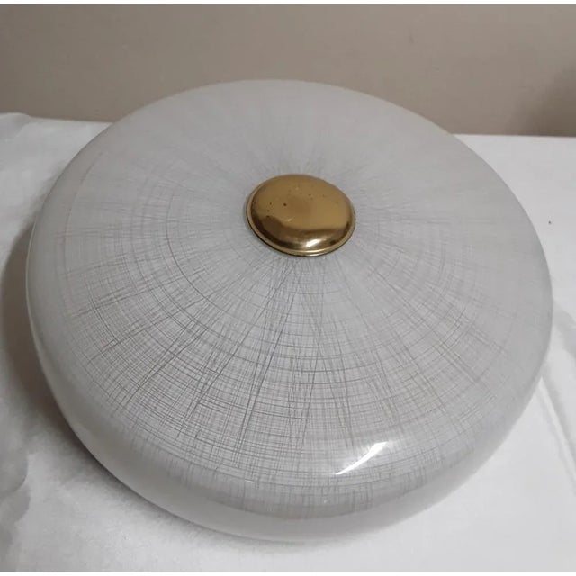 1970s Vintage German 2-Flame Flat Ceiling Lamp in Brass-Colored Metal, 1970s For Sale - Image 5 of 8